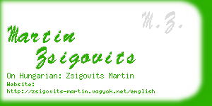 martin zsigovits business card